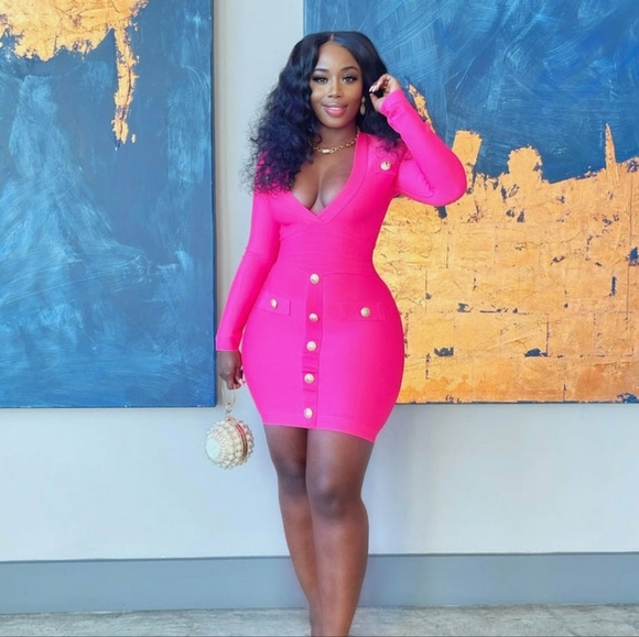 Hot Pink Bandage Dress - Picture 3 of 6